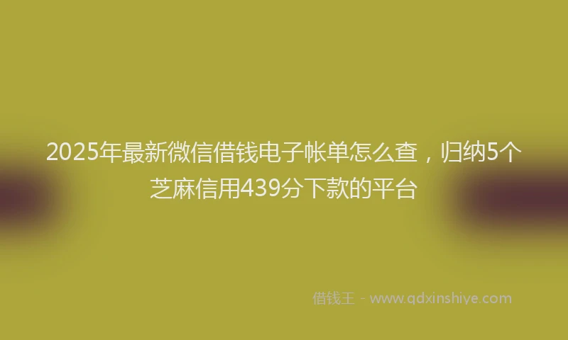 2025年最新微信借钱电子帐单怎么查，归纳5个芝麻信用439分下款的平台