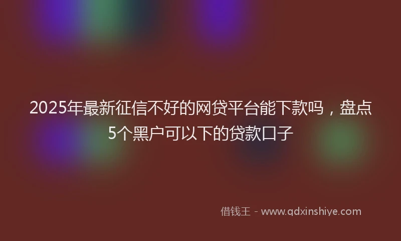 2025年最新征信不好的网贷平台能下款吗，盘点5个黑户可以下的贷款口子