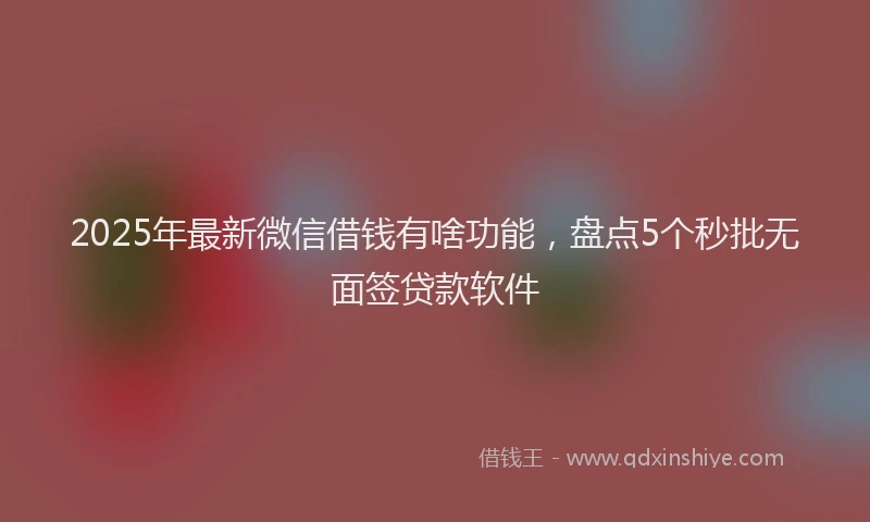 2025年最新微信借钱有啥功能，盘点5个秒批无面签贷款软件
