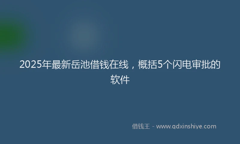 2025年最新岳池借钱在线，概括5个闪电审批的软件