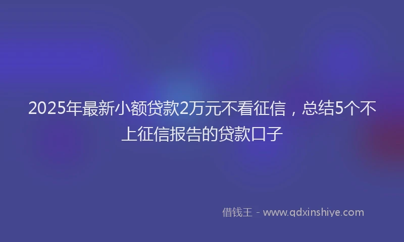 2025年最新小额贷款2万元不看征信，总结5个不上征信报告的贷款口子