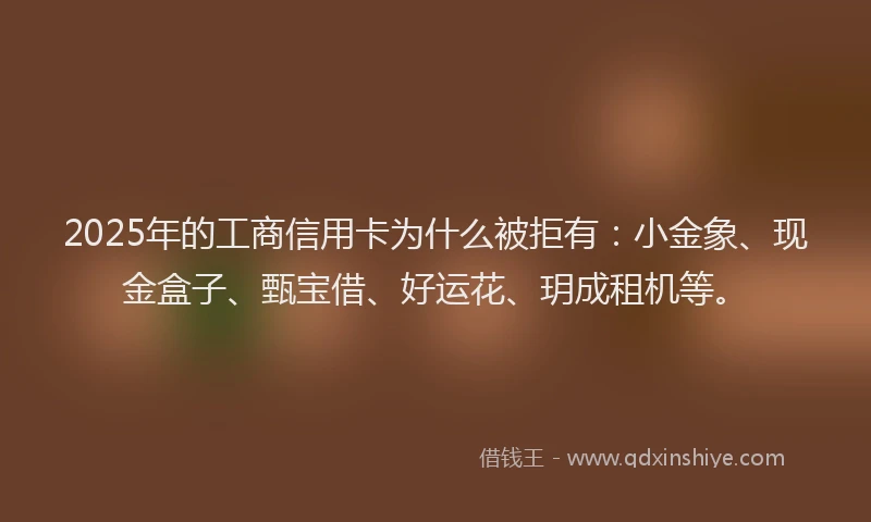 2025年的工商信用卡为什么被拒有：小金象、现金盒子、甄宝借、好运花、玥成租机等。