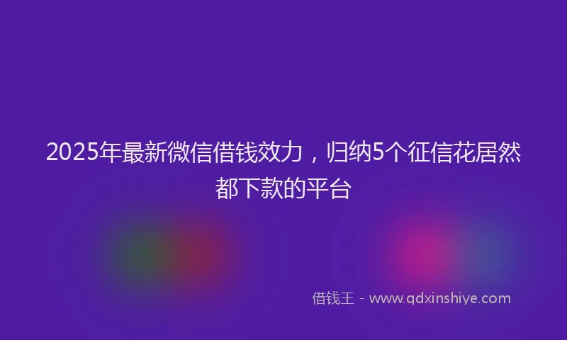2025年最新微信借钱效力，归纳5个征信花居然都下款的平台