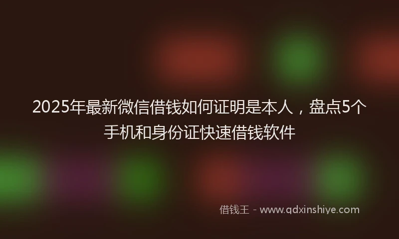 2025年最新微信借钱如何证明是本人，盘点5个手机和身份证快速借钱软件