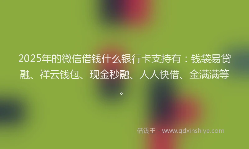 2025年的微信借钱什么银行卡支持有：钱袋易贷融、祥云钱包、现金秒融、人人快借、金满满等。