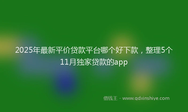 2025年最新平价贷款平台哪个好下款，整理5个11月独家贷款的app