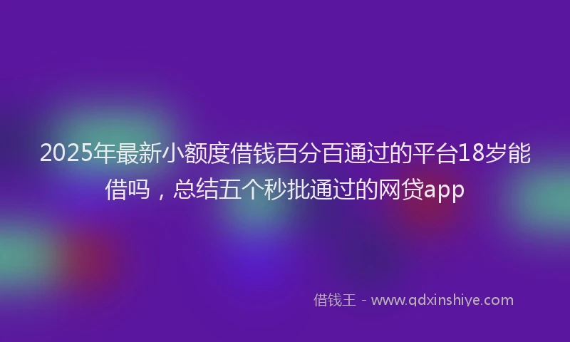 2025年最新小额度借钱百分百通过的平台18岁能借吗，总结五个秒批通过的网贷app