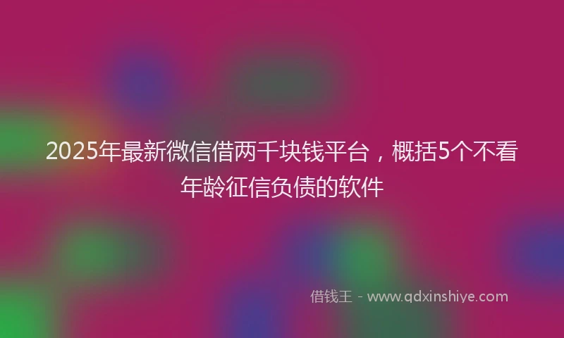 2025年最新微信借两千块钱平台，概括5个不看年龄征信负债的软件