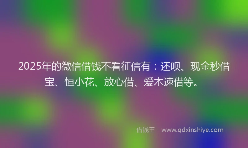 2025年的微信借钱不看征信有：还呗、现金秒借宝、恒小花、放心借、爱木速借等。