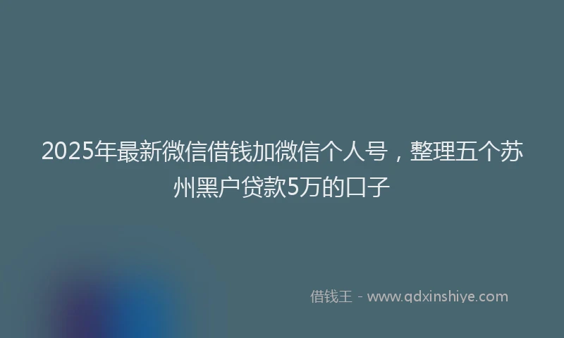 2025年最新微信借钱加微信个人号，整理五个苏州黑户贷款5万的口子