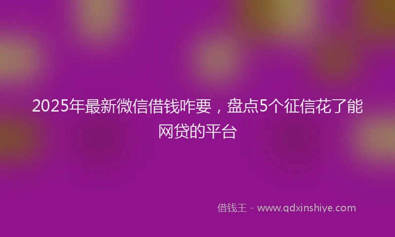 2025年最新微信借钱咋要，盘点5个征信花了能网贷的平台