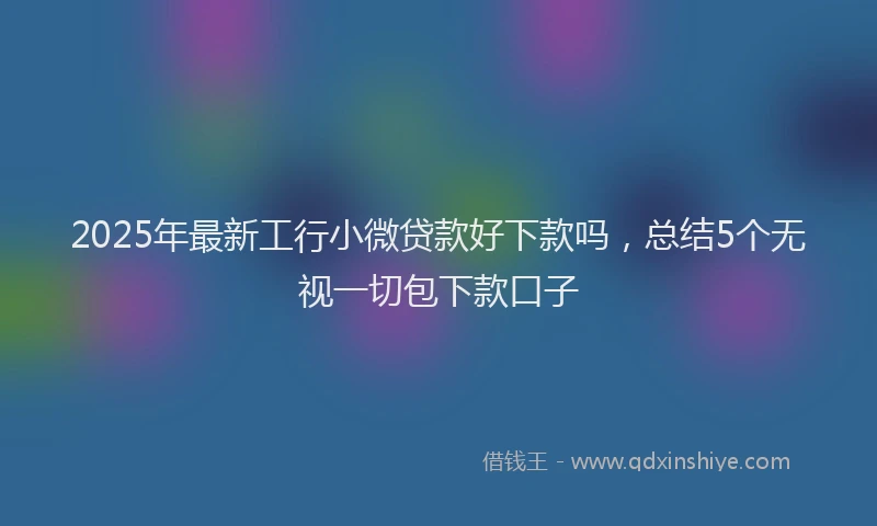 2025年最新工行小微贷款好下款吗，总结5个无视一切包下款口子