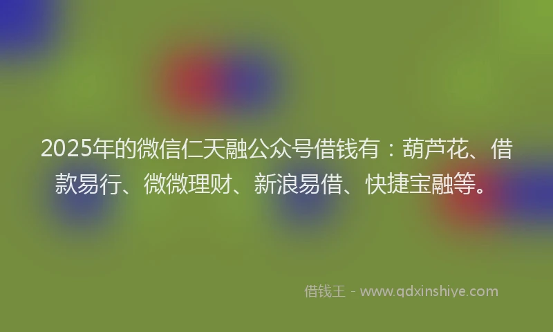 2025年的微信仁天融公众号借钱有：葫芦花、借款易行、微微理财、新浪易借、快捷宝融等。