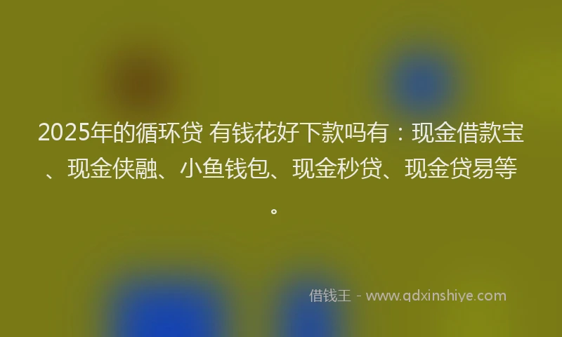 2025年的循环贷 有钱花好下款吗有：现金借款宝、现金侠融、小鱼钱包、现金秒贷、现金贷易等。