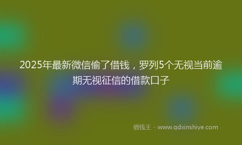 2025年最新微信偷了借钱，罗列5个无视当前逾期无视征信的借款口子