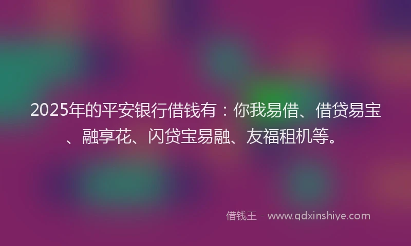 2025年的平安银行借钱有：你我易借、借贷易宝、融享花、闪贷宝易融、友福租机等。