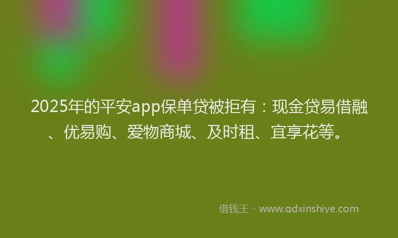 2025年的平安app保单贷被拒有：现金贷易借融、优易购、爱物商城、及时租、宜享花等。