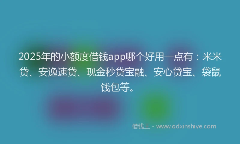 2025年的小额度借钱app哪个好用一点有：米米贷、安逸速贷、现金秒贷宝融、安心贷宝、袋鼠钱包等。