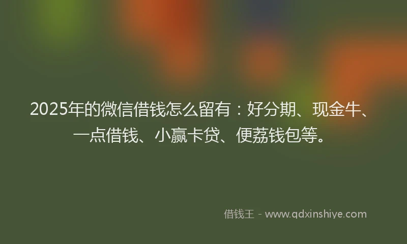 2025年的微信借钱怎么留有：好分期、现金牛、一点借钱、小赢卡贷、便荔钱包等。
