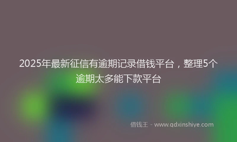 2025年最新征信有逾期记录借钱平台，整理5个逾期太多能下款平台