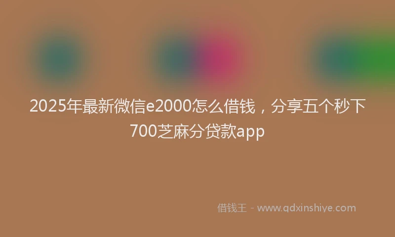 2025年最新微信e2000怎么借钱，分享五个秒下700芝麻分贷款app