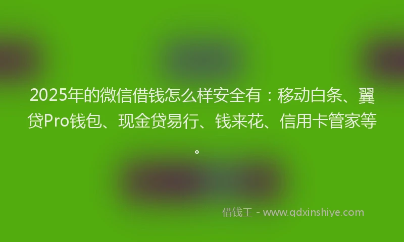 2025年的微信借钱怎么样安全有：移动白条、翼贷Pro钱包、现金贷易行、钱来花、信用卡管家等。