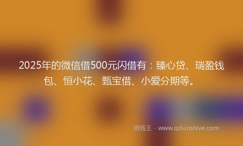 2025年的微信借500元闪借有：臻心贷、瑞盈钱包、恒小花、甄宝借、小爱分期等。