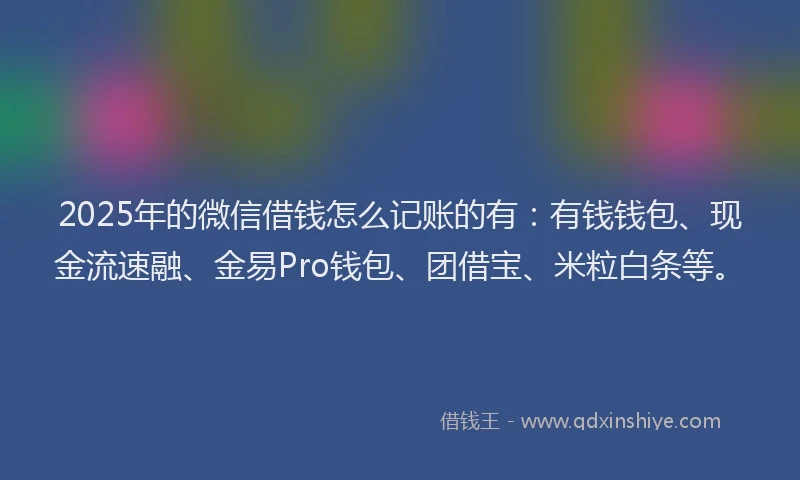 2025年的微信借钱怎么记账的有：有钱钱包、现金流速融、金易Pro钱包、团借宝、米粒白条等。