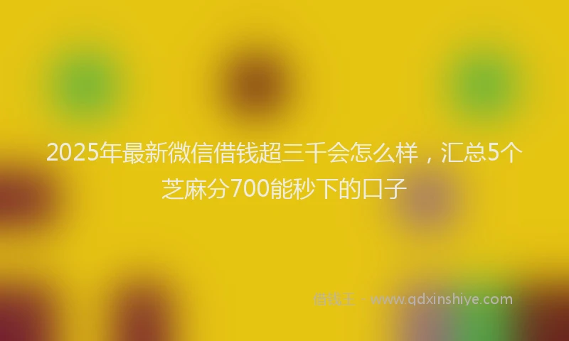 2025年最新微信借钱超三千会怎么样，汇总5个芝麻分700能秒下的口子