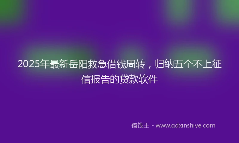 2025年最新岳阳救急借钱周转，归纳五个不上征信报告的贷款软件