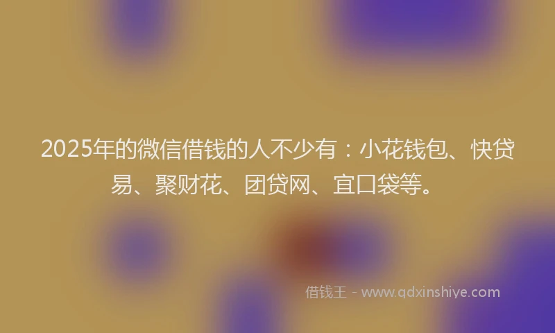 2025年的微信借钱的人不少有：小花钱包、快贷易、聚财花、团贷网、宜口袋等。