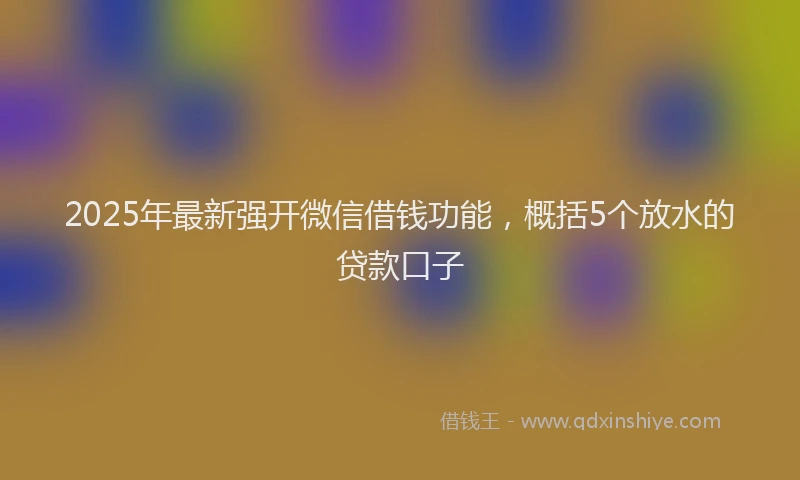 2025年最新强开微信借钱功能，概括5个放水的贷款口子