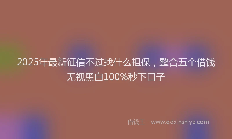 2025年最新征信不过找什么担保，整合五个借钱无视黑白100%秒下口子