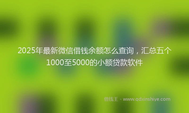 2025年最新微信借钱余额怎么查询，汇总五个1000至5000的小额贷款软件