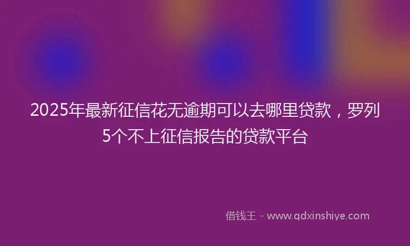2025年最新征信花无逾期可以去哪里贷款，罗列5个不上征信报告的贷款平台