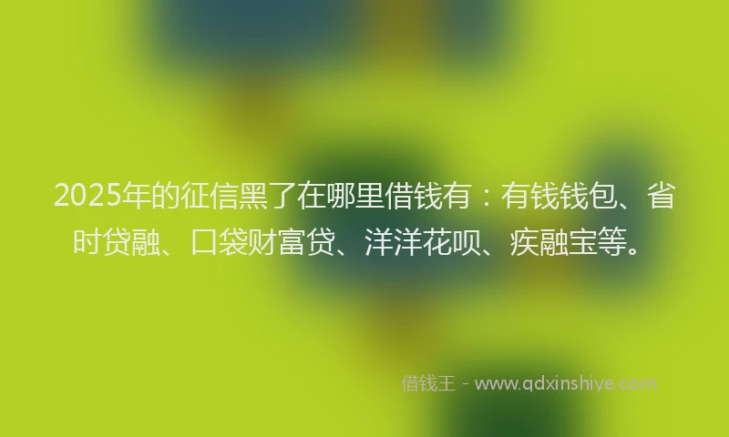 2025年的征信黑了在哪里借钱有：有钱钱包、省时贷融、口袋财富贷、洋洋花呗、疾融宝等。
