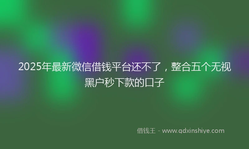 2025年最新微信借钱平台还不了，整合五个无视黑户秒下款的口子