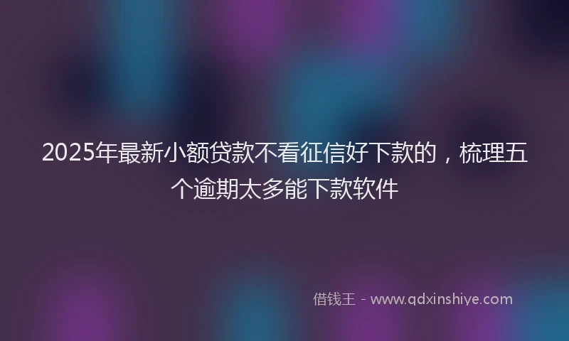 2025年最新小额贷款不看征信好下款的，梳理五个逾期太多能下款软件