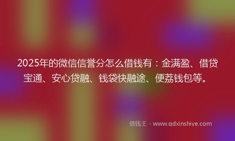 2025年的微信信誉分怎么借钱有：金满盈、借贷宝通、安心贷融、钱袋快融途、便荔钱包等。