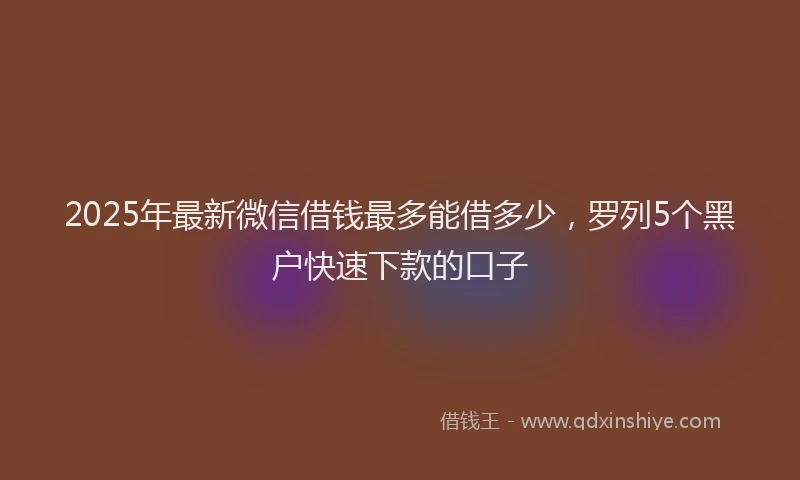 2025年最新微信借钱最多能借多少，罗列5个黑户快速下款的口子