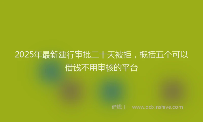 2025年最新建行审批二十天被拒，概括五个可以借钱不用审核的平台