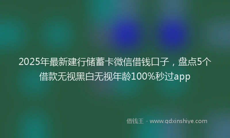 2025年最新建行储蓄卡微信借钱口子，盘点5个借款无视黑白无视年龄100%秒过app