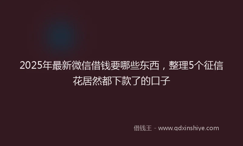 2025年最新微信借钱要哪些东西，整理5个征信花居然都下款了的口子