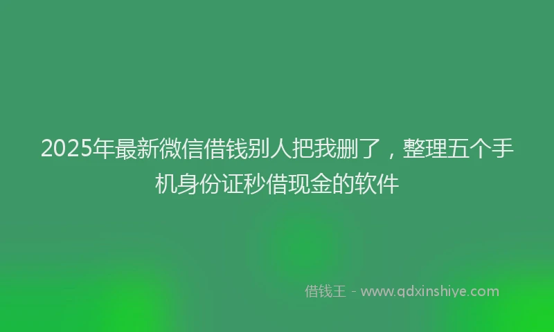 2025年最新微信借钱别人把我删了，整理五个手机身份证秒借现金的软件