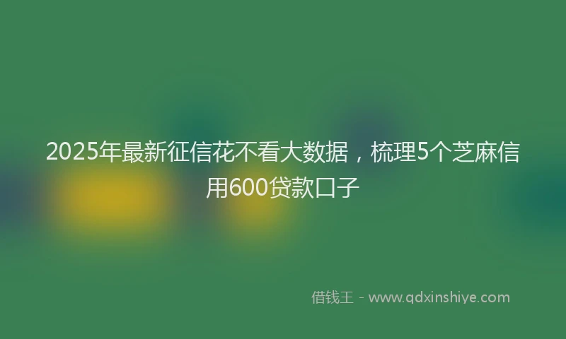 2025年最新征信花不看大数据，梳理5个芝麻信用600贷款口子