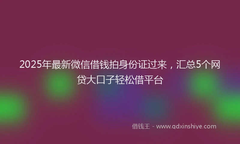 2025年最新微信借钱拍身份证过来，汇总5个网贷大口子轻松借平台
