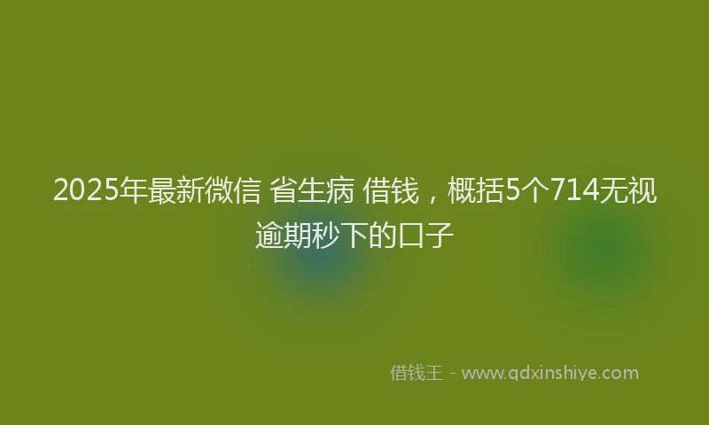 2025年最新微信 省生病 借钱，概括5个714无视逾期秒下的口子