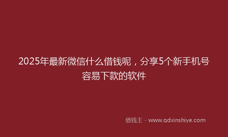 2025年最新微信什么借钱呢，分享5个新手机号容易下款的软件