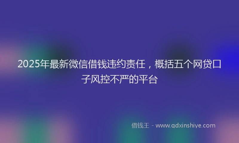2025年最新微信借钱违约责任，概括五个网贷口子风控不严的平台