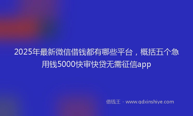 2025年最新微信借钱都有哪些平台，概括五个急用钱5000快审快贷无需征信app